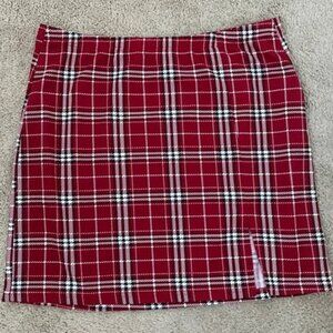 SHEIN Red Checkered Black Plaid Mini Skirt Size 2XL
